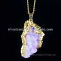 fashion crystalline amethyst jewelry with natural stones, pendant necklace